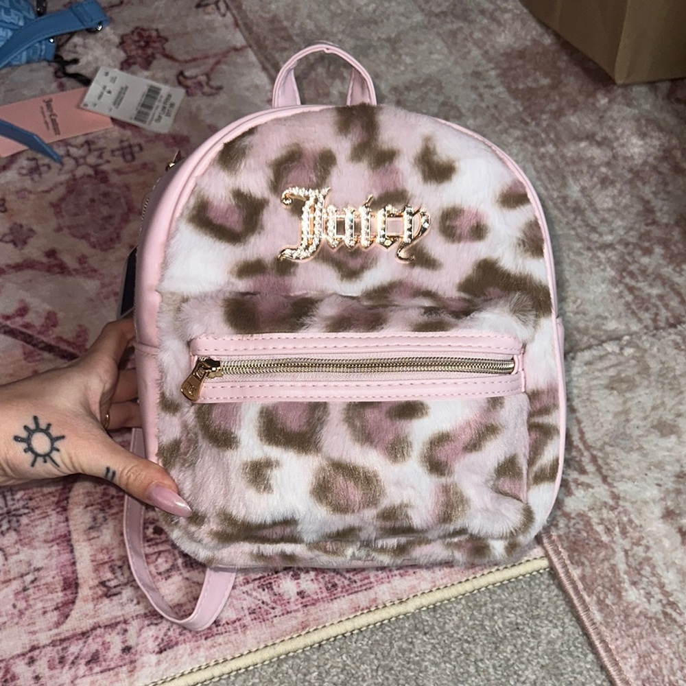 Juicy Couture Pink and Brown Faux Fur Backpack